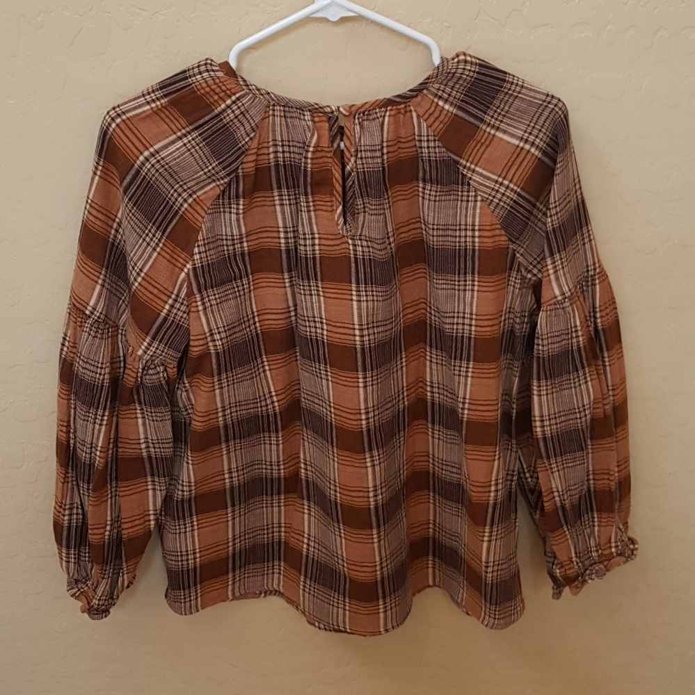 Universal Thread Brown Plaid Blouse - image 7